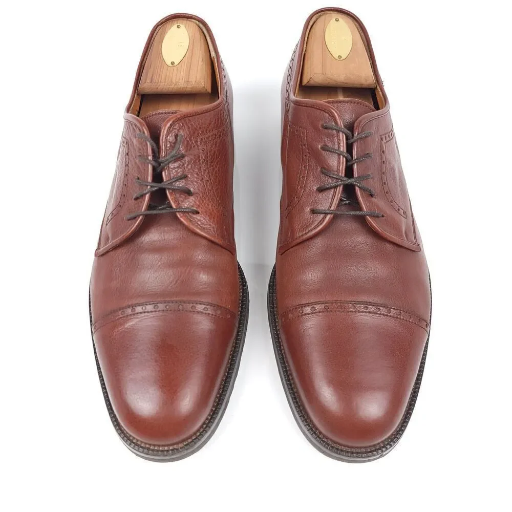 NEW Salvatore Ferragamo Brown Leather Old Money Cap Toe Oxford Shoes Old Money